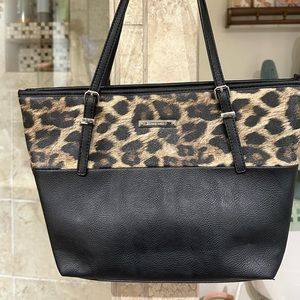 Black with Leopard Trim Purse